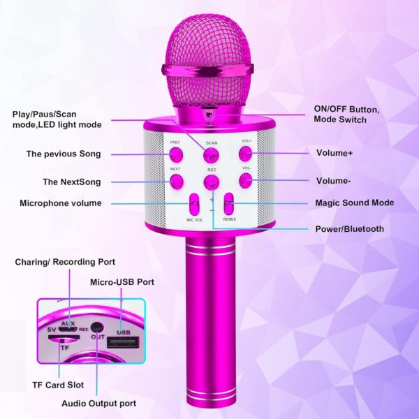 Bluetooth Microphone For Kids Toys,Toys For 3-15 Year Old Boys Girls，Karaoke Wireless Microphones Boys Girls Toys Age 3-15,Kids Mic Is Best Toys For 3-15 Year Old Girl- Birthday Gifts & Party Toys