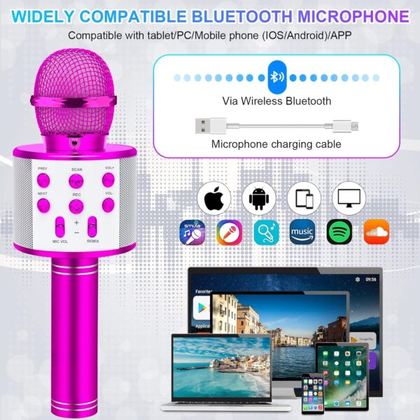 Bluetooth Microphone For Kids Toys,Toys For 3-15 Year Old Boys Girls，Karaoke Wireless Microphones Boys Girls Toys Age 3-15,Kids Mic Is Best Toys For 3-15 Year Old Girl- Birthday Gifts & Party Toys
